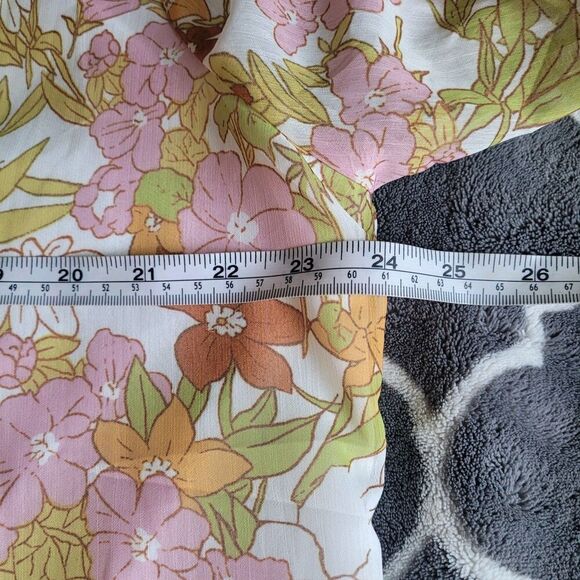 BTFBM Womens Top Size XL Floral Balloon Sleeves Boho Peasant Lightweight Nwt - Picture 4 of 7